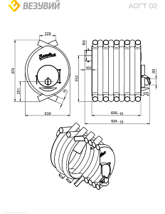 Печь отопительная ВЕЗУВИЙ АОГТ 02